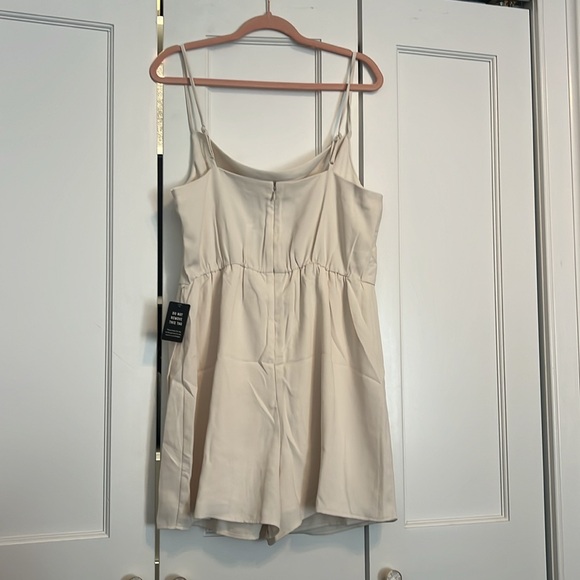 Express Satin Cowl Neck Surplice Romper - Picture 2 of 6
